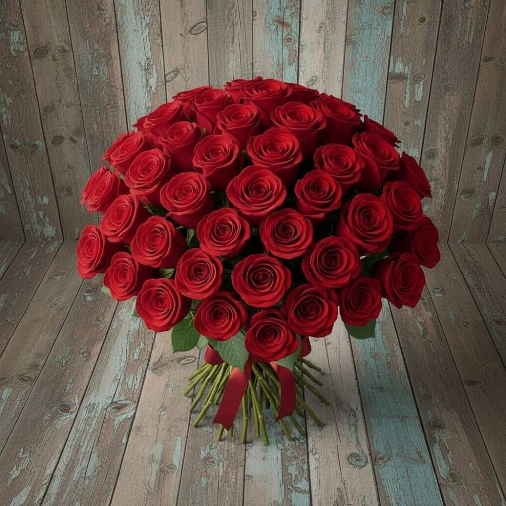 Букет 55 Красных роз Фридом в Елизаветино