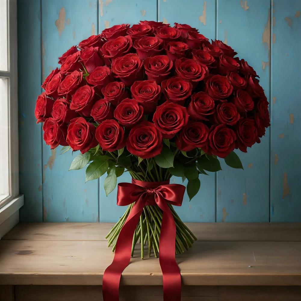 Букет Красные розы Блэк Меджик в Елизаветино