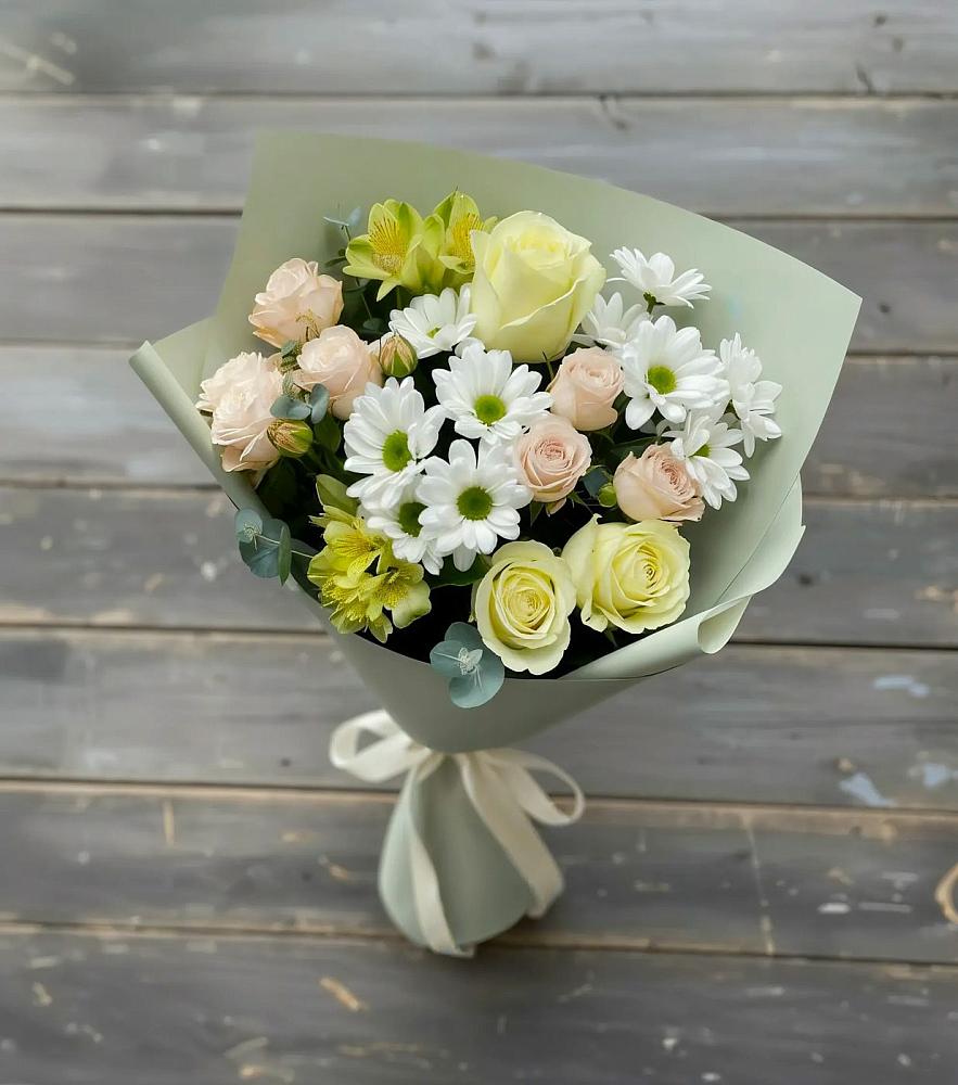 Букет цветов из: Альстромерии, Розы и Хризантемы в Елизаветино