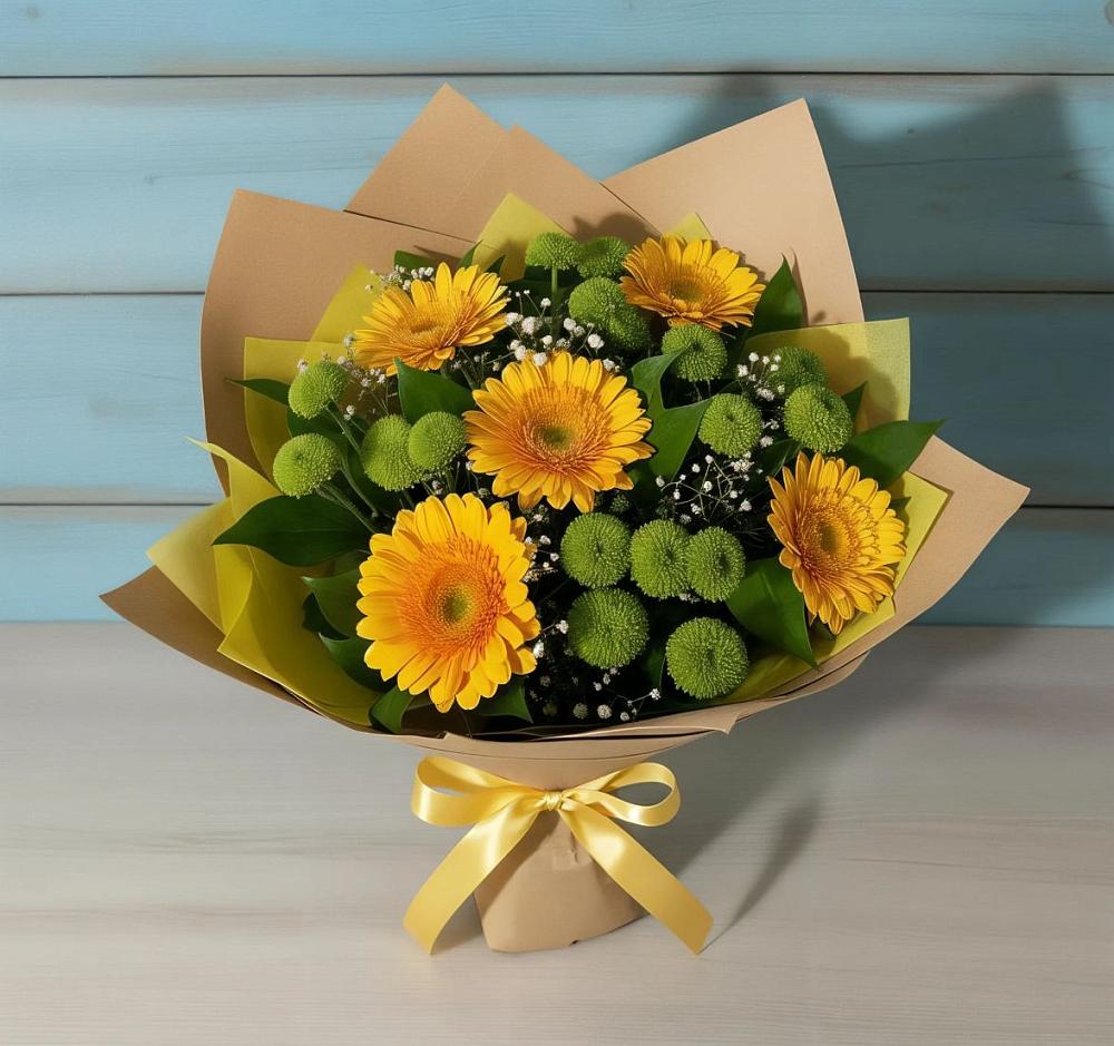 Букет цветов из: Герберы и Хризантемы в Елизаветино