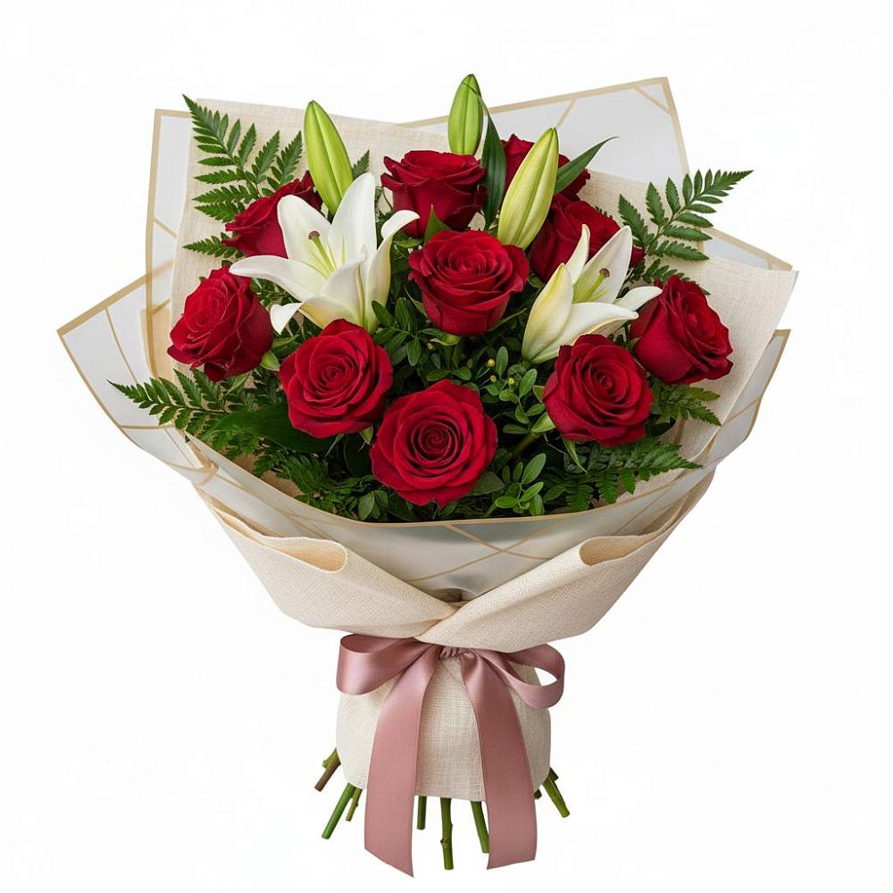 Букет цветов из: Лилии и Розы в Елизаветино