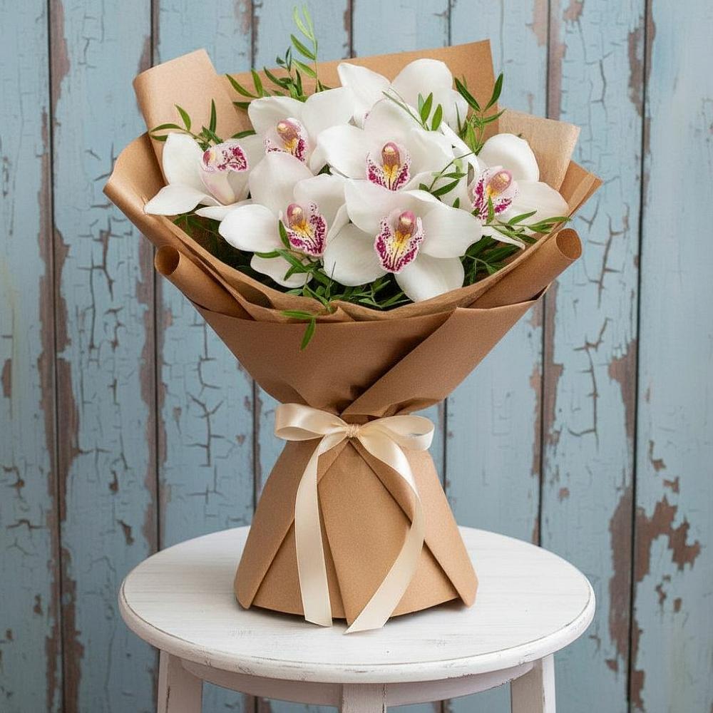 Букет цветов из: Орхидеи и Розы в Елизаветино