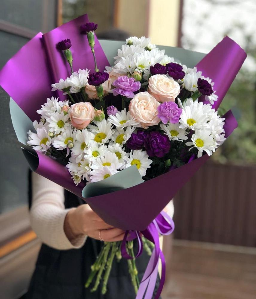 Букет цветов из: Хризантемы, Гвоздики и Розы в Елизаветино