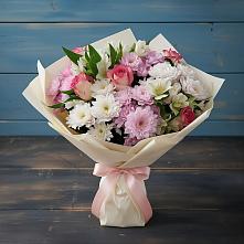 Букет цветов из:  Хризантемы, Альстромерии и Розы в Елизаветино