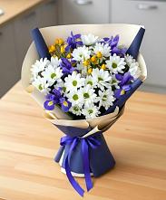 Букет цветов из:  Розы, Ирисы и Хризантемы в Елизаветино