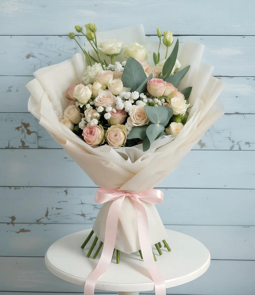 Букет цветов из: Розы и Лизиантусы в Елизаветино