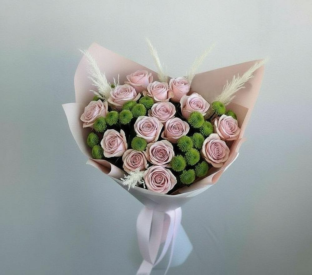 Букет цветов из: Розы и Хризантемы в Елизаветино