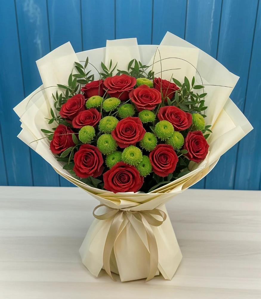 Букет цветов из: Розы и Хризантемы в Елизаветино