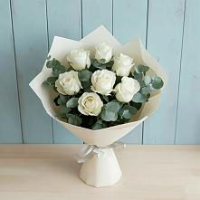 Букет Белые розы в Эвкалипте в Елизаветино